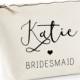 Personalised Stylish Handwritten Bridesmaid Makeup Bag - Wedding cosmetic bag - Gifts for the Bride - Accessory Bag