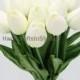 PU Real Touch Tulips Cream White Tulip 30 Flowers For Wedding Flower Supplies Bridal Bouquet Flowers