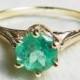 Emerald Ring Antique Emerald Engagement 0.70ct natural Columbian Emerald Victorian ring 14k Yellow Gold