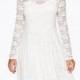 Ladies fall 2017 new stylish sweet lace a length pleated sleeves round neck dress - Bonny YZOZO Boutique Store