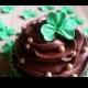 Royal icing shamrocks -- Edible cake decorations cupcake toppers (12 pieces)