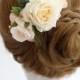 Bridal Hair Accessory, Silk Flower Hair comb headpiece, Ivory peach flower, Bridesmaid headpiece, Rustic Romantic outdoor wedding woodland