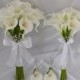 Bride/MoH Bouquets Groom/Best man Boutonnieres Wedding Bridal Bouquet Real Touch Calla Lily White - More Colors"Lily of Angeles" CAIV03