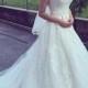 Strappy v neck lace princess ball gown wedding dress