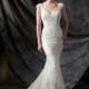 Style C8031 by Karelina Sposa Exclusive - Chapel Length V-neck Cap sleeve Floor length LaceNet Sheath Dress - 2017 Unique Wedding Shop
