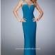 Gunmetal La Femme 21953 - Cap Sleeves Jersey Knit Open Back Dress - Customize Your Prom Dress