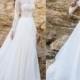 Elegant Lace Applique Tulle Chiffon A Line Simple Long Sleeves Formal Beach Wedding Dresses Plus Size