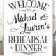 Rehearsal Dinner Sign Welcome Black and White Printable Personalized with Names (#REH1B)