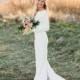 Janay Marie - "Brittany" Gown - Long Sleeved Knit Wedding Dress with Lace Godet Train