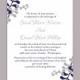 Wedding Invitation Template Download Printable Invitations Editable Leaf Invitation Navy Invitations Blue Invitation Silver Gray Invitation - $6.90 USD