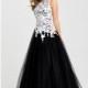 Black/White Madison James 16-342 Prom Dress 16342 - Ball Gowns Lace Open Back Dress - Customize Your Prom Dress