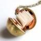 Vintage Brass Ball Locket With Paper For Personalized Messages. Various Chain Lengths