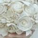 Cream Wedding Bouquet // Cream, Ivory, Bridal Bouquet, Sola Bouquet, Sola Flower, Lace Bouquet, Fabric Bouquet, Elegant, Vintage Wedding