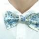 Ivory bow tie Blue bow tie Floral bow tie Men's bow tie Wedding bow tie Groom's bow tie Ringbearer bow tie Groomsmen bow ties Self tie hjyoi - $12.00 USD