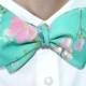 Green floral self tie bow tie Green wedding Bow tie for groom Floral wedding groomsmen bow ties For wedding suits Green fuchsia wedding bvnh - $19.91 USD