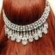 Hair Jewelry Wedding Hair Accessories FREE SHIPPING Bridal Tiara Gatsby Headpiece Bridal Halo Prom Hair Accessories Headband Crystal Hair Chain Headband - $85.00 USD
