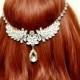 Wedding Headband, Hair Jewelry Crystal Wedding Hair Piece, Boho Bridal Headband, Wedding Hair Accessories, Bridal Hair Jewelry, Silver Hair Chain - $55.00 USD