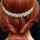 Gold Wedding Headpiece Hair Jewelry Bridal Hair Chain FREE SHIPPING Prom Headpiece Bridal Headband Prom Hair Accessory 1920s Headpiece, Halo Crown - $30.00 USD