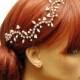 FREE SHIPPING Floral Rose Gold Bridal Hair Vine, Pearl Wedding Headpiece, Crystal Hair Vine, Boho Rhinestone Headpiece Hair Jewelry Wedding - $45.00 USD