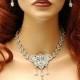 Rhinestone Bridal Jewelry Set, Wedding Choker Necklace, Crystal Bridal Necklace, Wedding Jewelry Set, 1920s Jewelry, Prom Necklace Set - $75.00 USD