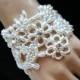 Bridal Beaded Pearl Cuff Bracelet, White Lace Wedding Bracelet, Vintage Style Bridal Jewelry, Pearl Cuff Bracelet, Ayansiweddingdesigns - $38.00 USD