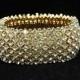 FREE SHIPPING Gold Crystal Bridal Cuff Bracelet , Wedding Bracelet, Prom Bracelet, 1920s Rhinestone Bracelet, Prom, Gifts for Her - $40.00 USD