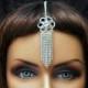 FREE SHIPPING Silver Tikka Headpiece, Hair Jewelry Crystal Bridal Chain Headpiece, Bollywood Maang Tikka Headpiece, Gypsy Jewelry, Tribal Jewelry - $20.00 USD