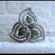 Vintage 14K White Gold Diamond and Emerald Leaf Ring - 1.06ct.