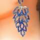 FREE SHIPPING Crystal Earrings Wedding Blue Earrings Bridal Earrings Silver Chandelier Earrings, Prom Earrings Formal Jewlery Prom Accessory - $32.00 USD