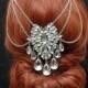 FREE SHIPPING Art Deco Wedding Headpiece, Hair Jewelry Crystal Bridal Hair Chain, Prom Headpiece, Wedding Hair Piece, Bohemian Bridal Head Piece - $30.00 USD