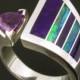 Australian Opal Ring with Sugilite and Amethyst Accents, Opal Engagement Ring, Sugilite and Opal Ring
