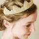 Wedding lace tiara, bridal tiara, photo prop, gold weddng headband, bridal headpiece, princess corwn - style 223