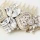 Bridal Comb Rhinestone Headpiece Gold Comb Crystal Hair Comb Wedding Hair Accessories Swarovski Veil Comb EVIE
