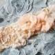 Bridal Garter Wedding Garter Peach Garter Salmon Garter - Lace Garter Belt Flower Garter Rustic Garter Prom Garter Rhinestones Boho Garter