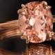 Peach Pink Morganite Rose Gold Ring, Oval Cut Tulip Solitaire Engagement Ring