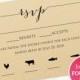 RSVP Card With Meal Icons Templates, FOUR Meal Combinations, RSVP Insert Template, Printable Rsvp Card With Meal Options Templates, #BT104 - $6.50 USD