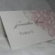 Wedding Escort Card with Pink Hydrangea printed on premium quality champagne metallic card stock