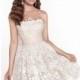 Cream/Salmon Strapless Lace Mini Dress by Tarik Ediz - Color Your Classy Wardrobe