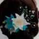 Bridal hair accessory , turquoise flower , Kanzashi flowers , wedding hair accessory , tone comb