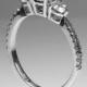 3 Stone Engagement Ring Stunning Contemporary Bezel ring Set Diamond engagement diamonds ring Bridal Jewelry Aquamarine Halo Engagement Ring