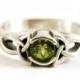 Celtic Peridot Ring With Trinity Knot Design in 10K 14K 18K Gold, Palladium or Platinum Made in Your Size CR-405b