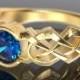 Gold Celtic Blue Sapphire Engagement Ring With Dara Knot Design in 10K 14K 18K or Palladium, Made in Your Size Cr-414