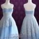 Retro 50s Blue Tea Length Prom Dress, Short Homecoming Dress, Sweet Sixteen Dress 