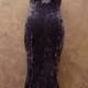 Dress woman velvet dress, purple bridesmaid dress elegant Grey Velvet Mermaid dress, dress Couture, size 42-44.
