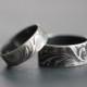 TENDRILS: Wedding Band Set, Wide Band, Rustic, Bohemian, Botanical, Embossed, His and Hers, Made To Order
