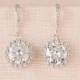 Crystal Bridal Earrings, Round Halo Wedding Earrings, Bridal Jewelry,  Bridesmaid earrings, Wedding Jewelry,  Reese Dangle Earrings