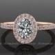 Oval Moissanite Engagement Ring, 14k Rose Gold Moissanite And Conflict Free Diamond Wedding Ring Re00056