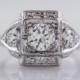 Antique Engagement Ring Art Deco .48ct Transitional Cut Diamond in Platinum