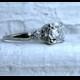 Vintage 14K White Gold Three Stone Diamond Engagement Ring - 0.86ct.
