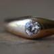 Antique 1910s 14K .60 carat Old European Cut diamond solitaire stirrup ring